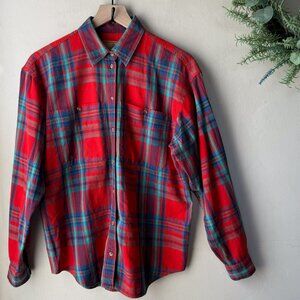 Liz Claiborne Lizwear Red Blue Plaid Button Down Shirt
